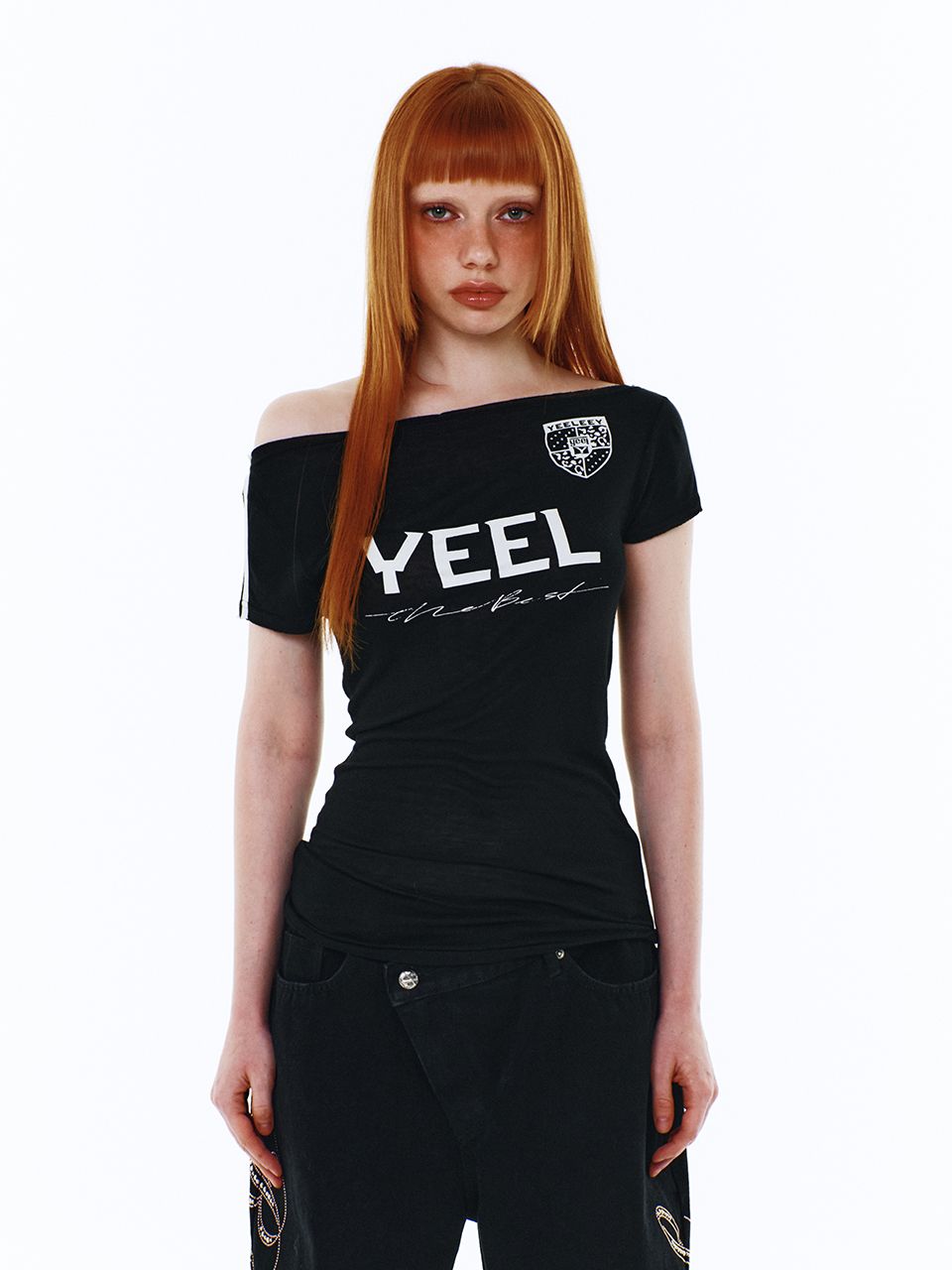 韓国商品/YEEL YEEL RACING ASYMMETRIC T-SHIRT MUSINSA | L.E.E.Y YEEL RACING ASYMMETRIC T-SHIRT BLACK