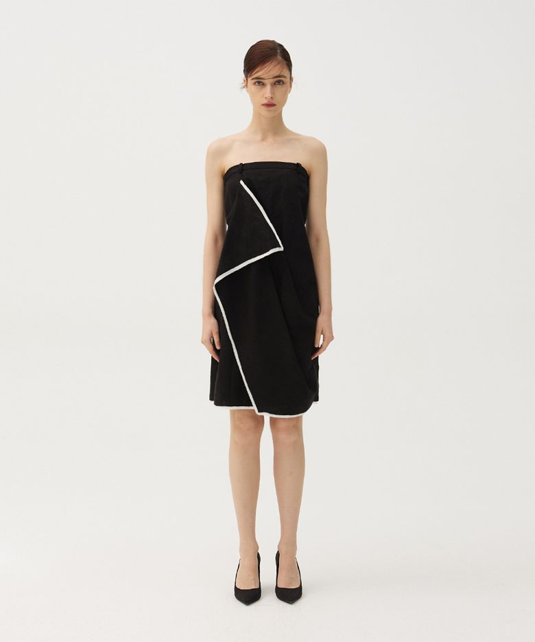 Linen stitch drape dress