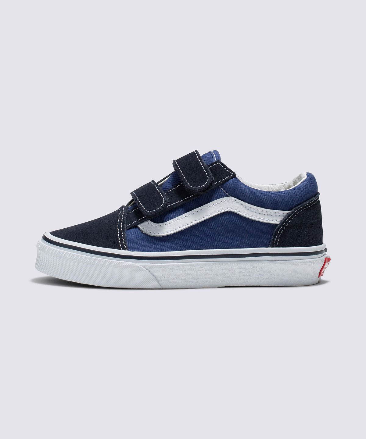 반스 키즈(VANS KIDS) 올드스쿨 V 키즈 밸크로  네이비: 트루화이트