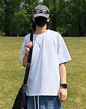 아쿠아빗 쿨링 솔리드 오버핏 반팔 티셔츠 [화이트]