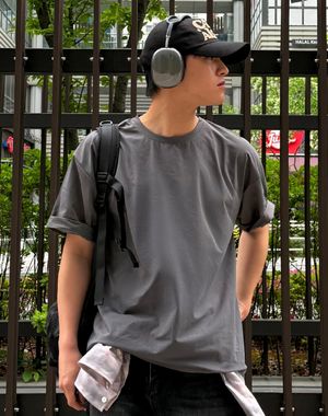 아쿠아빗 쿨링 솔리드 오버핏 반팔 티셔츠 [차콜]