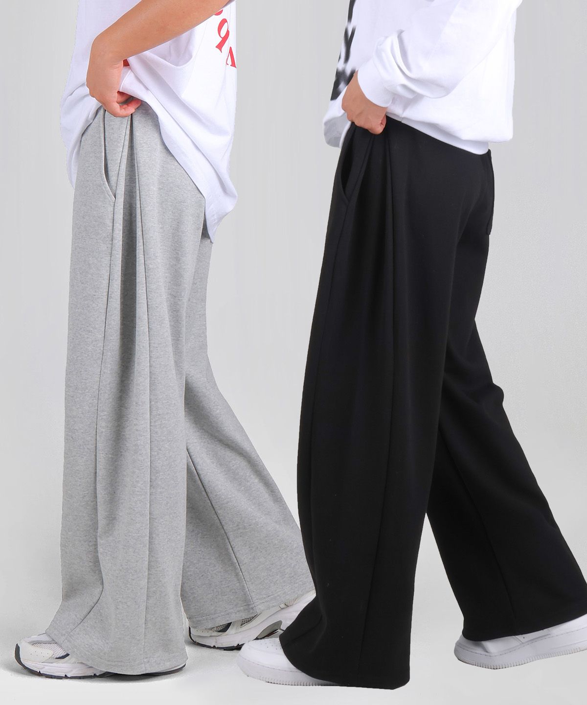 포더핏(FOR THE FIT) [여름용 OR 일반]2PACK 사이드 핀턱 스웨트 와이드 팬츠