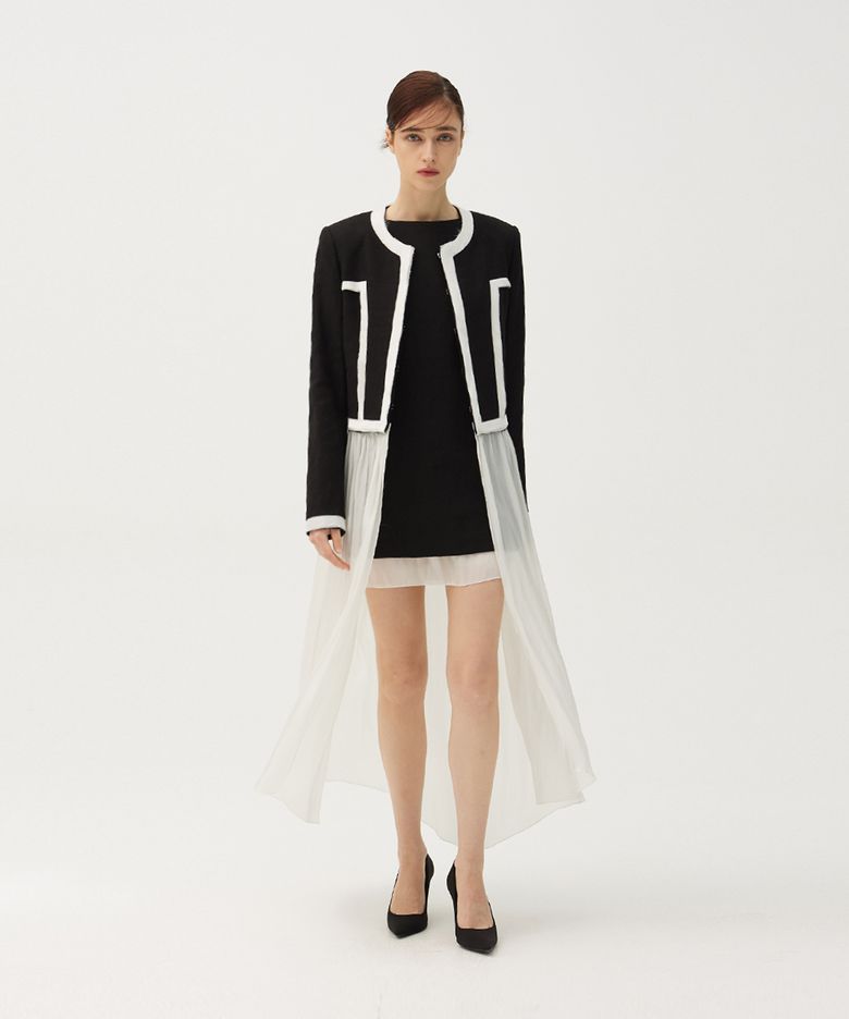 Linen stitch chiffon line jacket