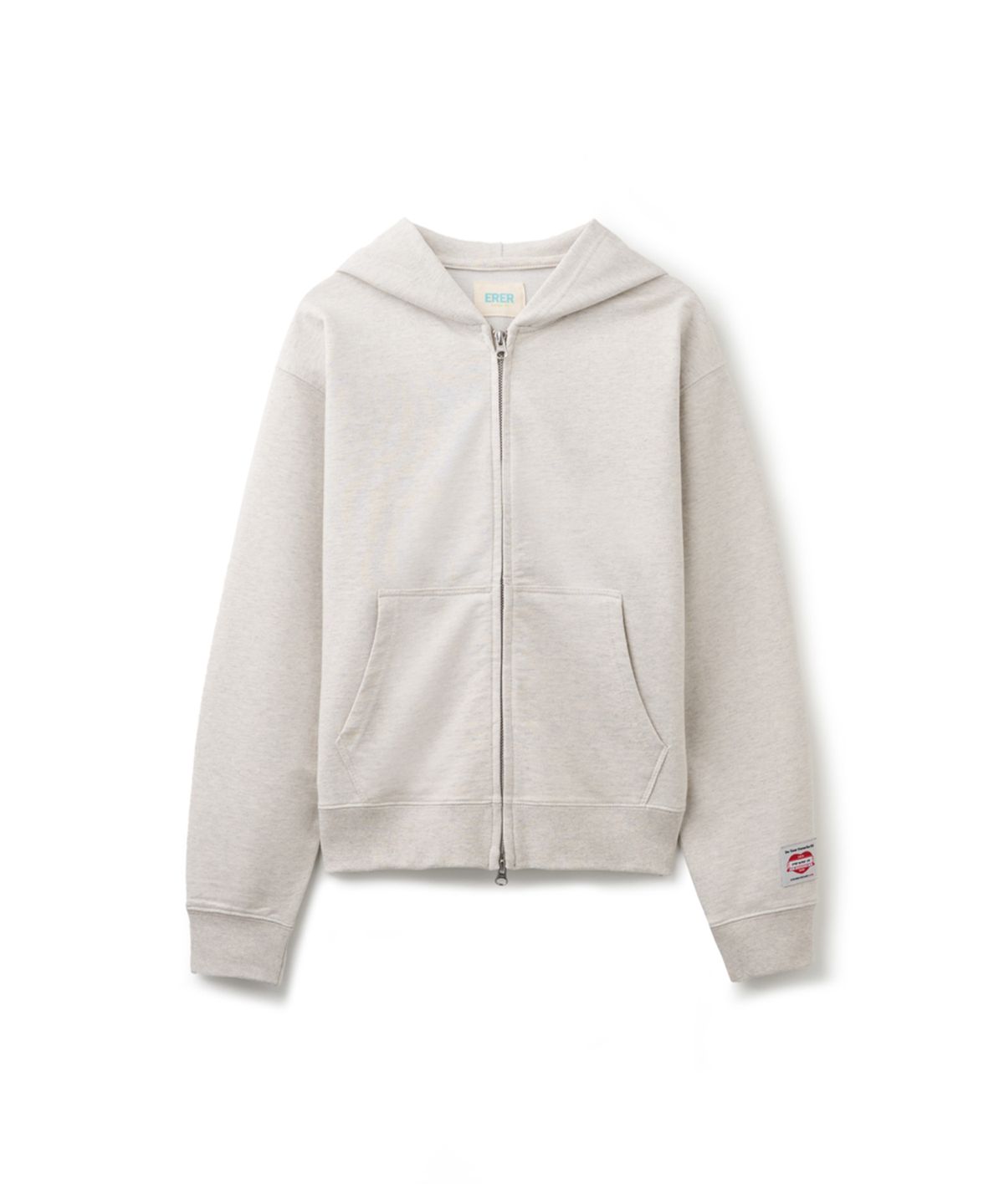 에르에르(ERER) Vintage Label Zip-up Hoodie Oatmeal