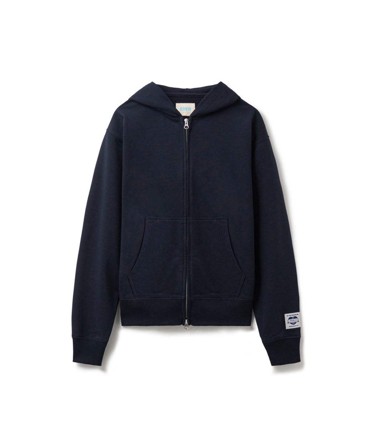 에르에르(ERER) Vintage Label Zip-up Hoodie Navy