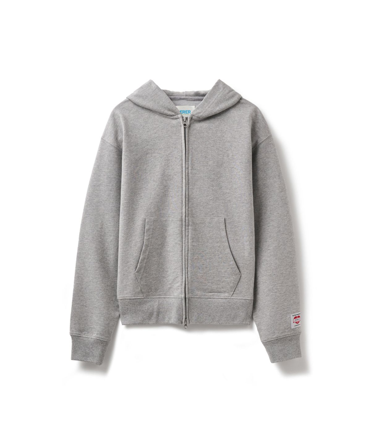 에르에르(ERER) Vintage Label Zip-up Hoodie Melange Gray