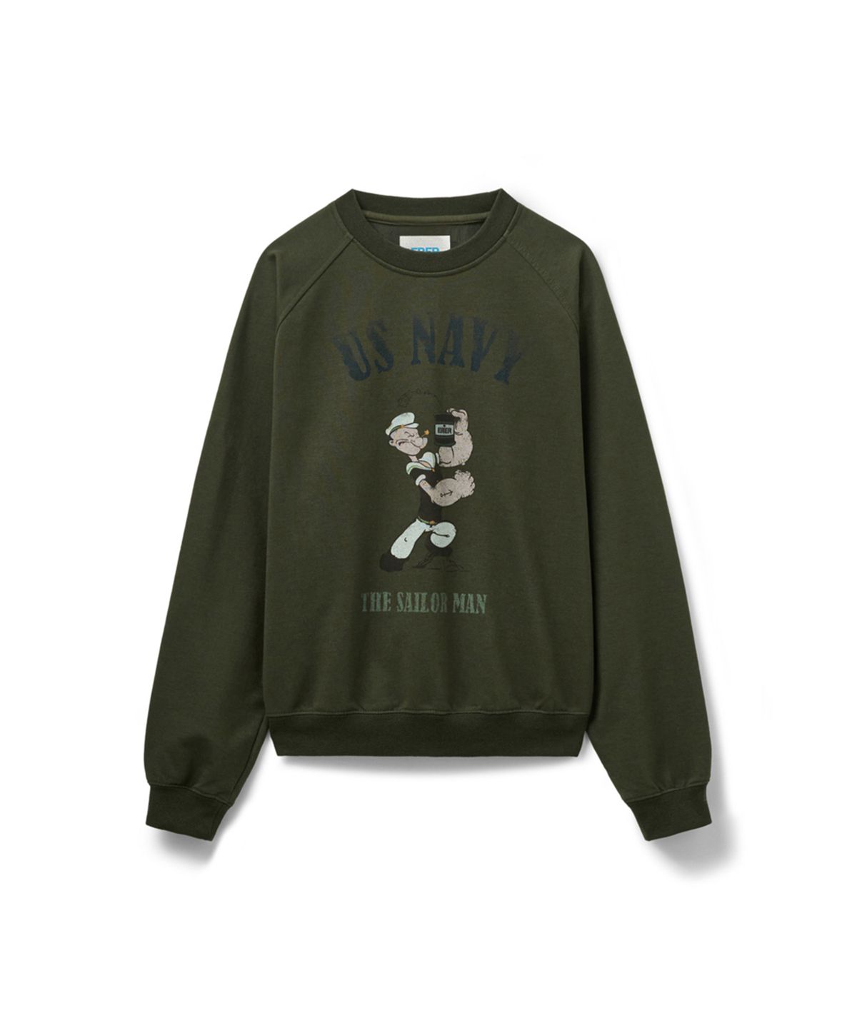 에르에르(ERER) Vintage Artwork Raglan Sweatshirt Khaki