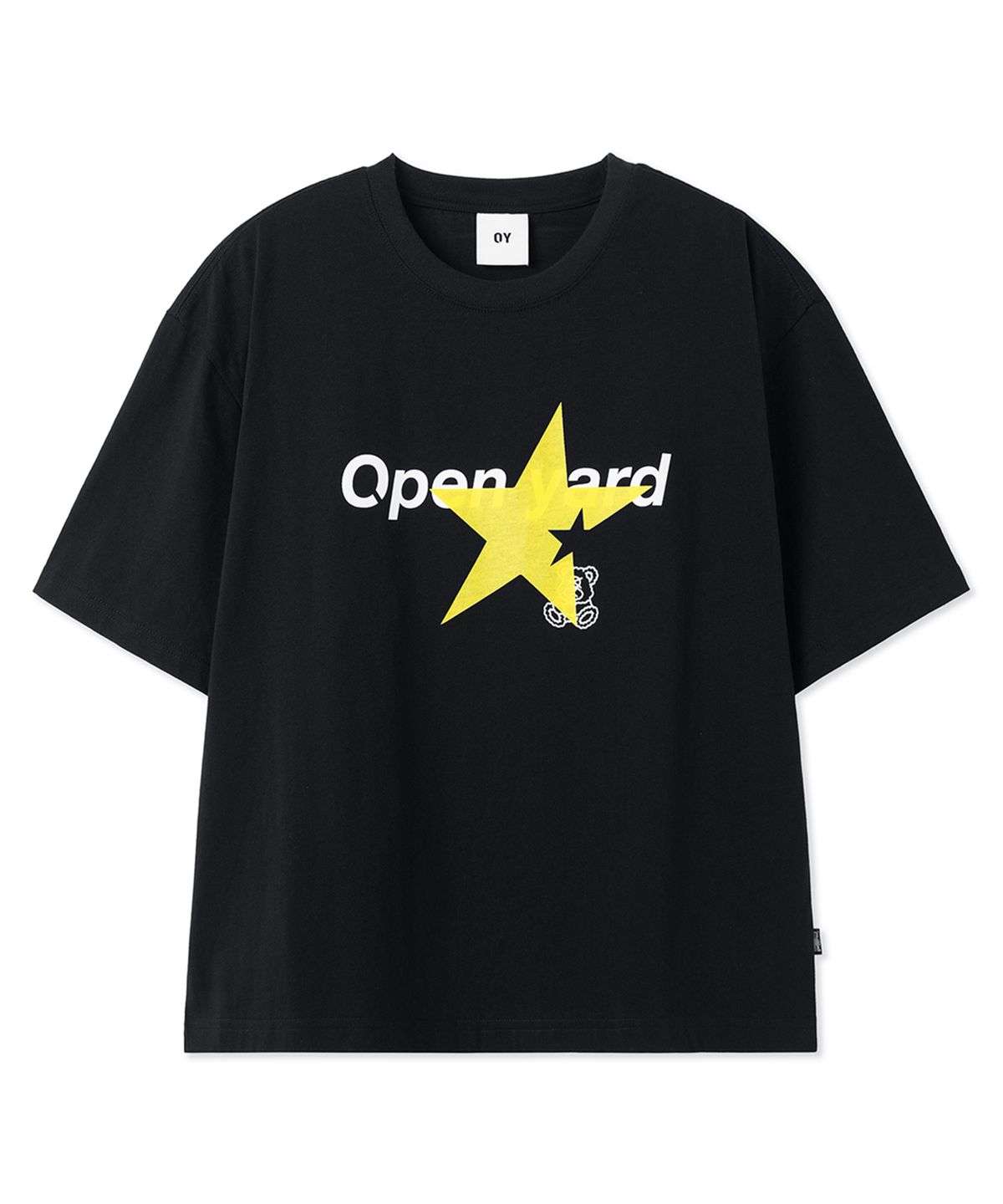 오픈야드(오와이)(OPENYARD(OY)) DOLLY STAR LOGO CROPPED TEE - BLACK