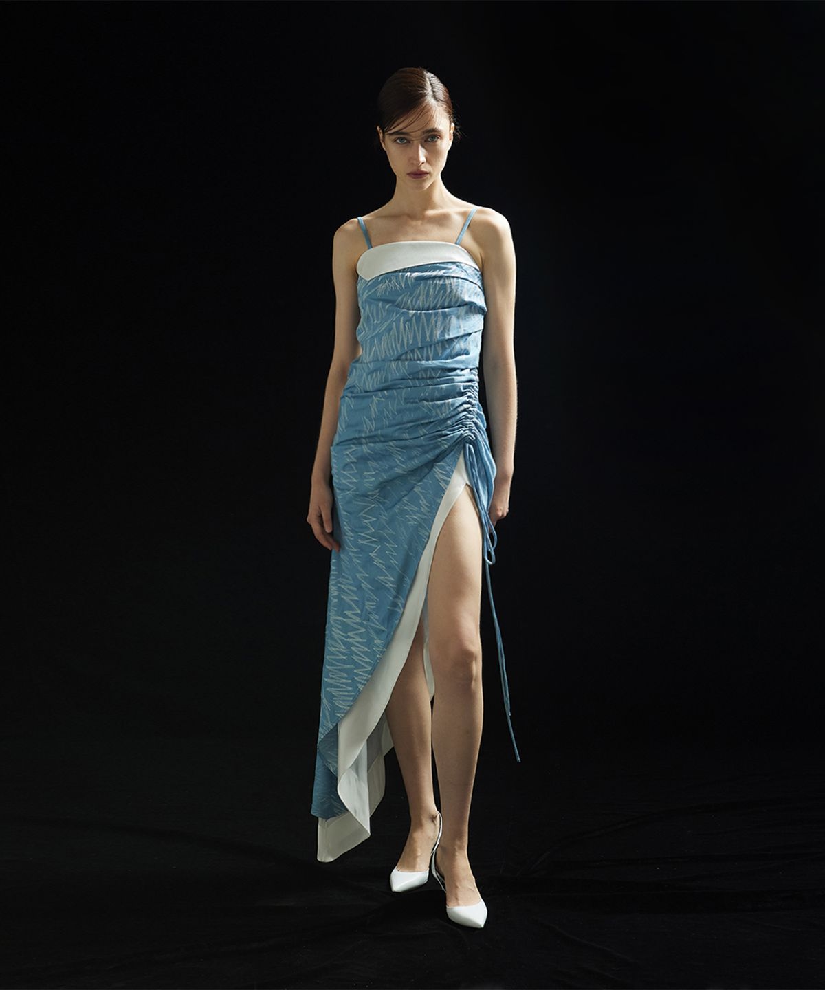 므아므(MMAM) Denim stitch shirring dress