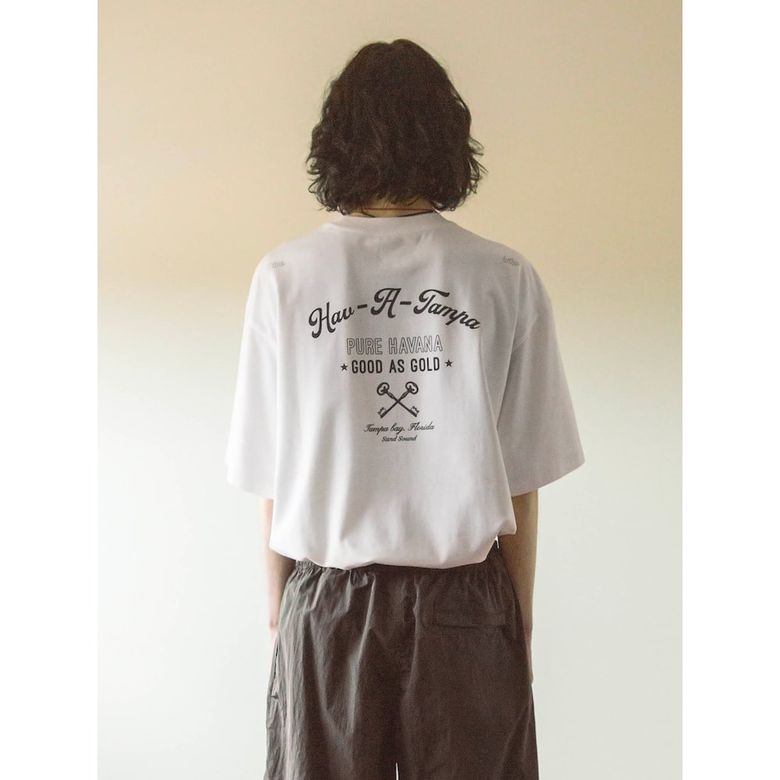 (UNISEX) 타투 그래픽 오버핏 반팔 티셔츠  화이트
