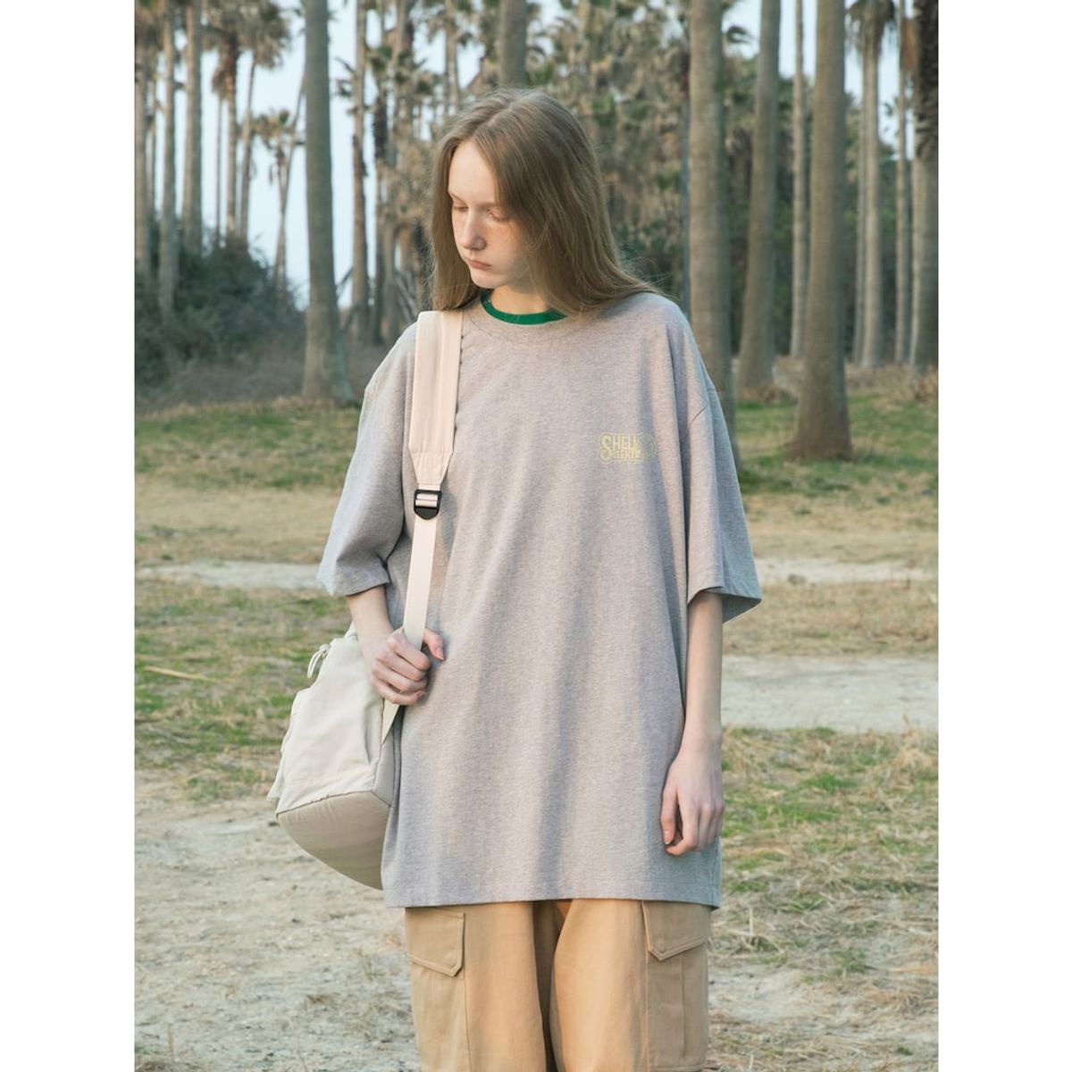 샌드 사운드(SAND SOUND) (UNISEX) 베이직 코쿤 핏 티셔츠  그레이