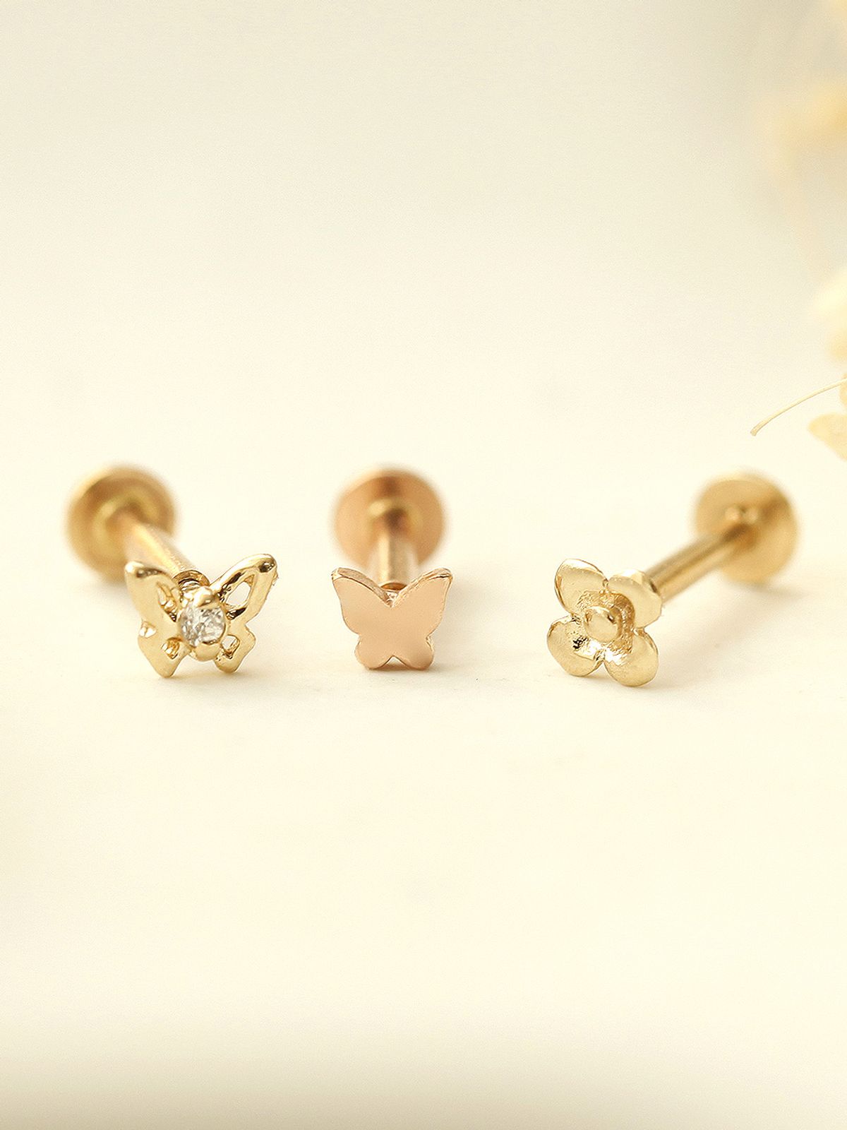 미니멀피어싱(MINIMALPIERCING) 14K 인터널 미니 나비 플라워 라블렛 피어싱