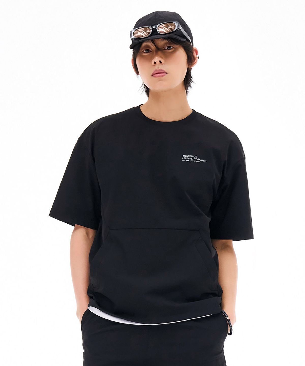 체이스컬트(CHASECULT) 공용 쿨 스트레치 포켓 반팔 티셔츠-블랙