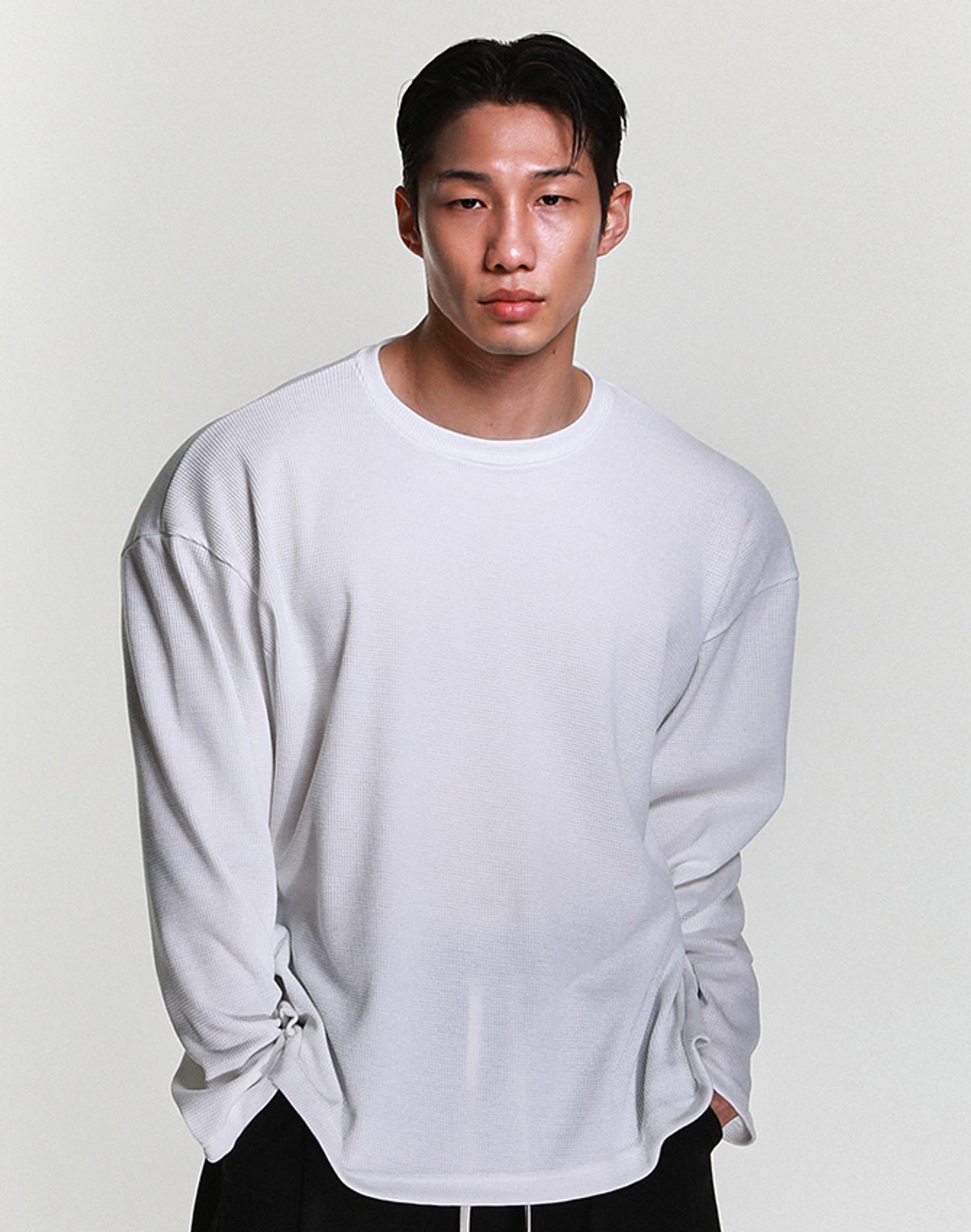 알브이디(RVD) 와플 오버핏 롱슬리브 (오프화이트)
