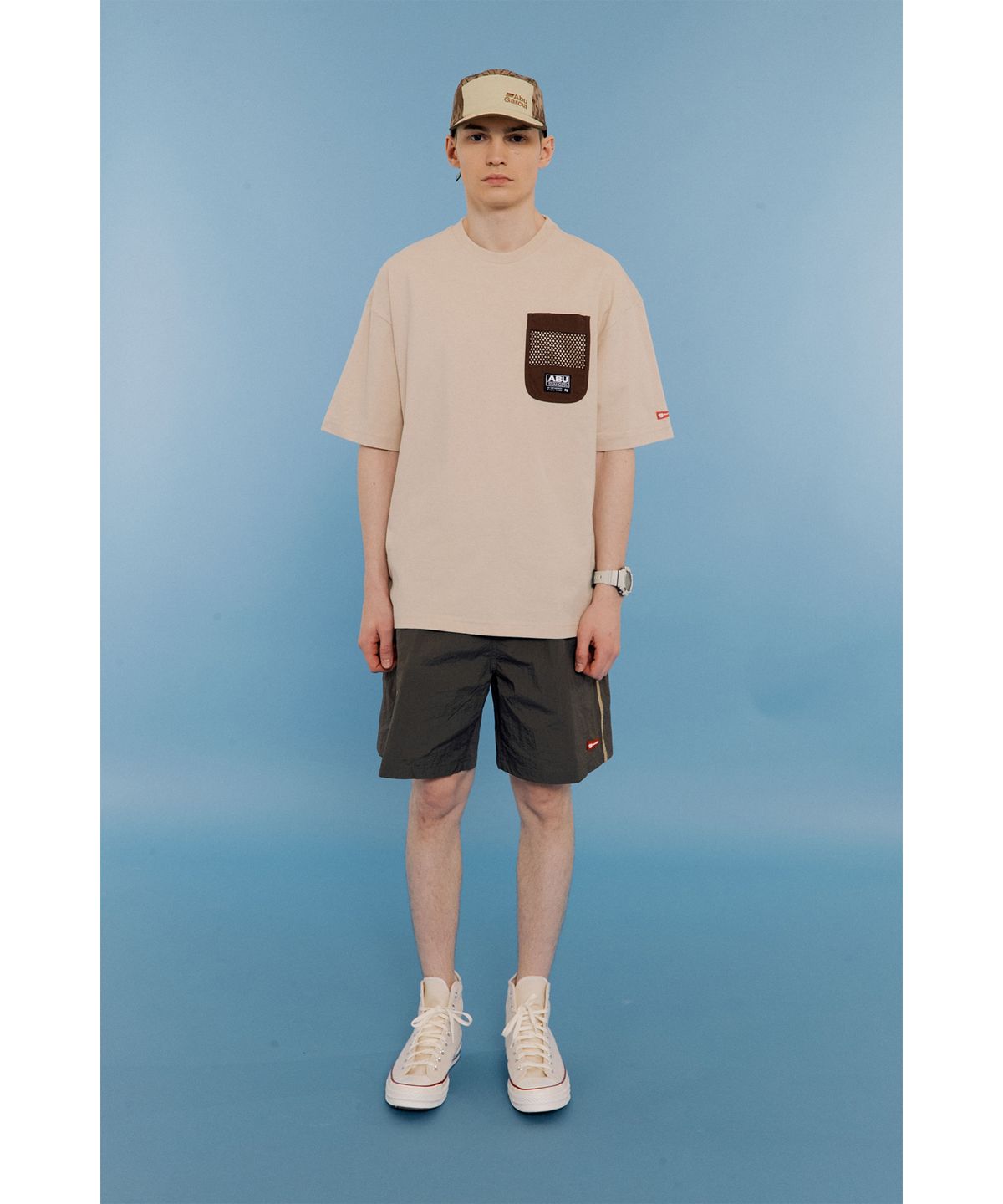 아부가르시아(ABU GARCIA) 메쉬 포켓 반팔티 LIGHT BEIGE