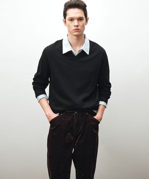 실키 브이넥 니트 (블랙)