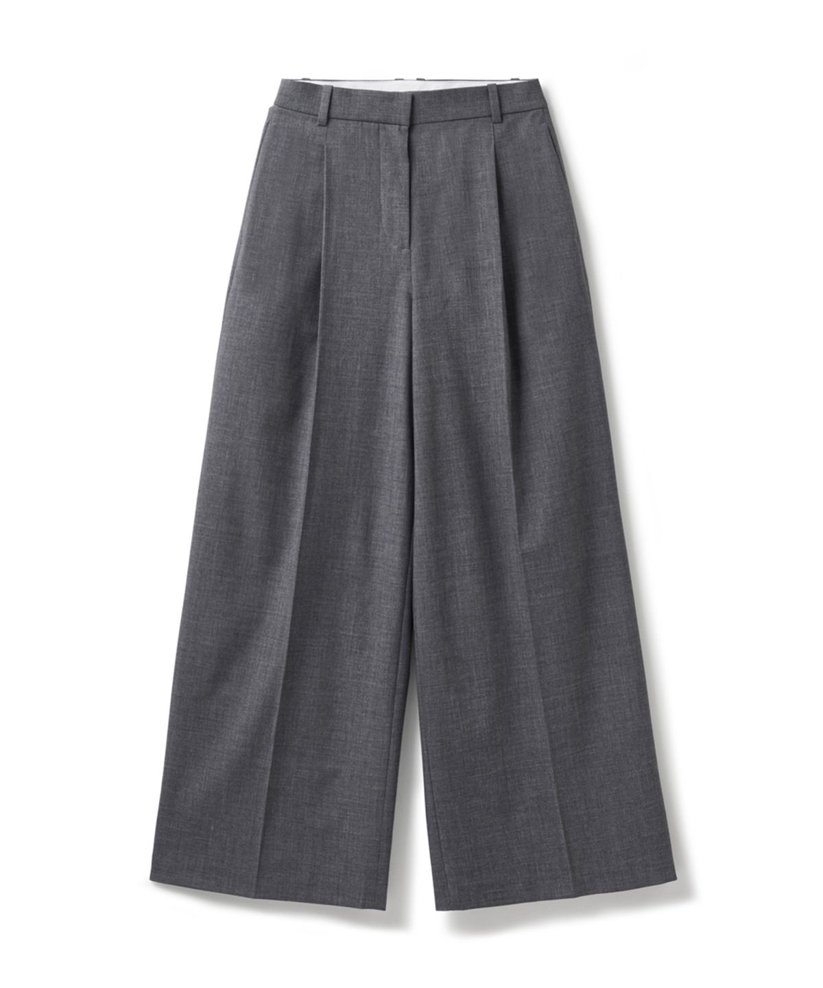 에르에르(ERER) Single Pleat Wide Slacks Gray