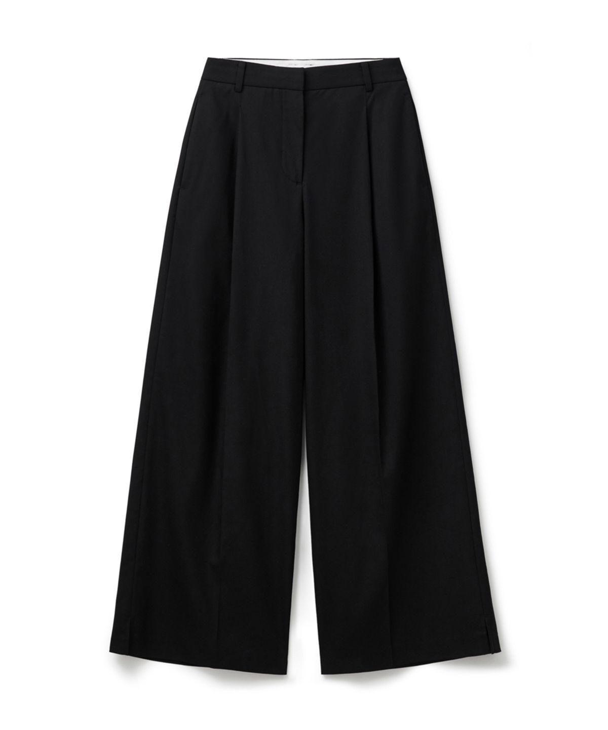 에르에르(ERER) Single Pleat Wide Slacks Black