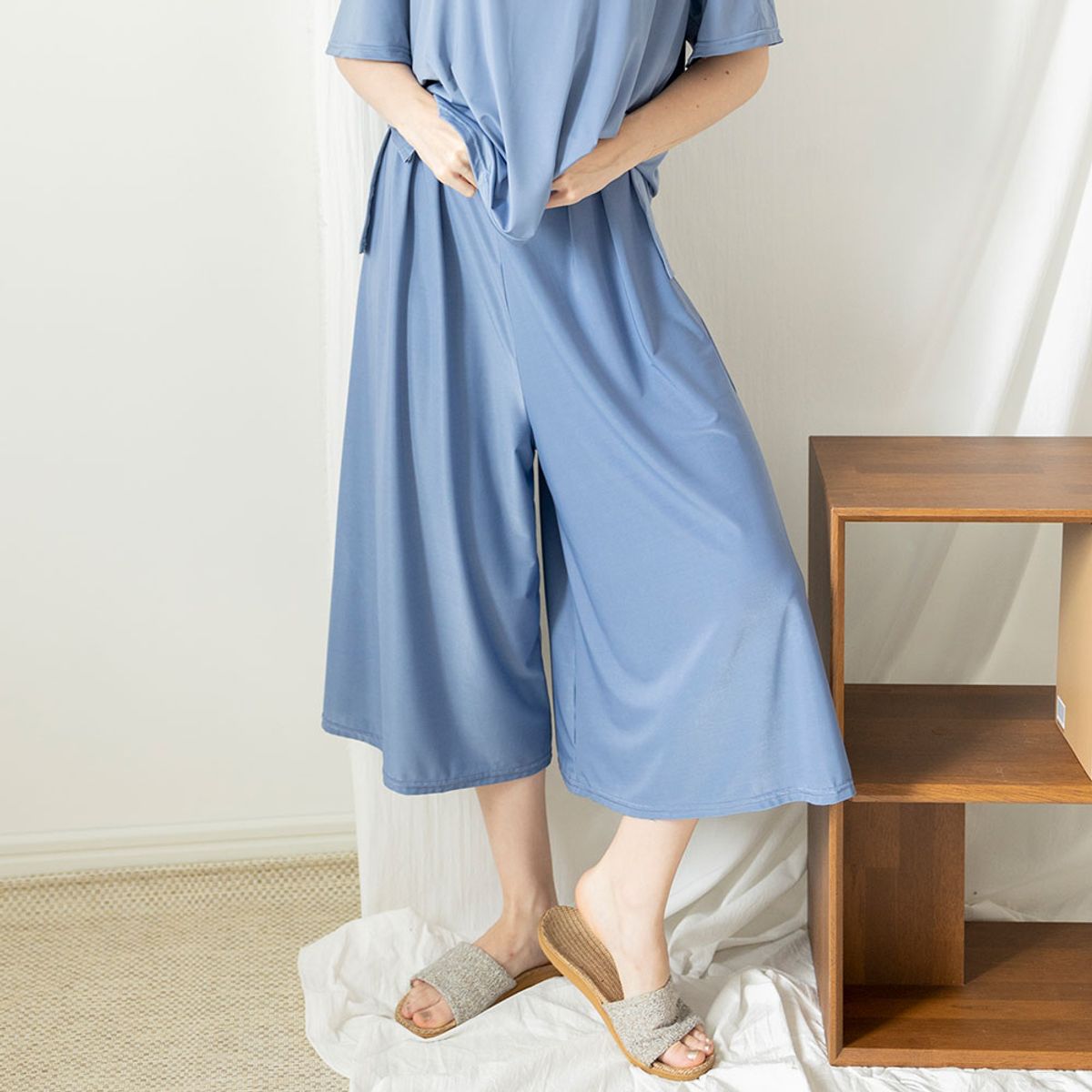 테라우드 홈웨어(TERAWOOD HOMEWEAR) 여성 아이스 와이드 7부 파자마 바지
