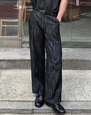 에든 슬랍 세미 와이드 데님 팬츠 [블랙]