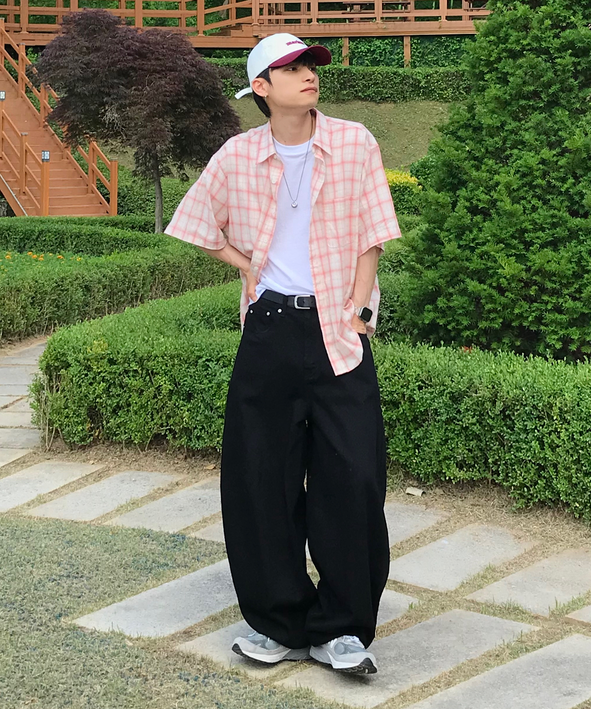 컨셉타이드(CONCEPTIDE) 컨트리 루트 체크 하프 셔츠_Red