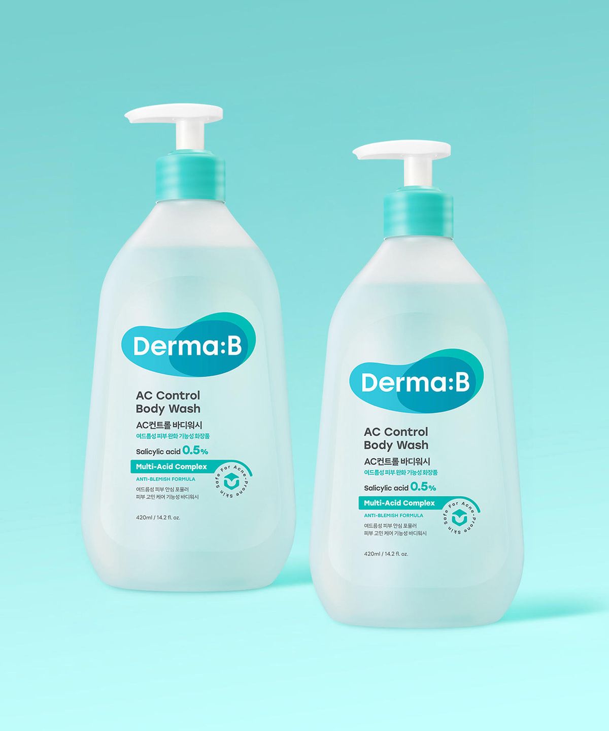 더마비(DERMAB) AC 컨트롤 바디 워시 420ML X 2개+[증정]데일리 모이스처 바디로션20MLX2개