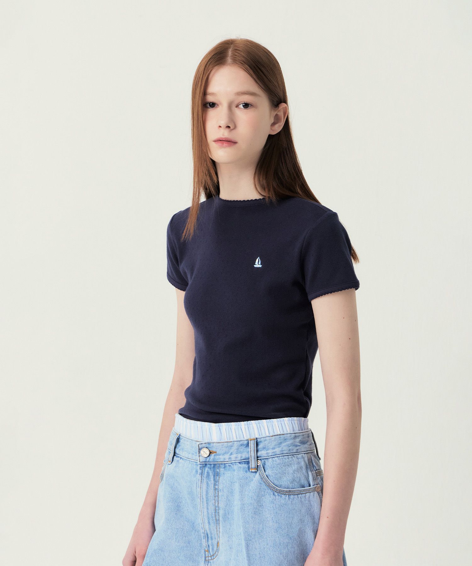 ★2025SS新作★GROVE★JAMIE T-SHIRT MUSINSA | GROVE JAMIE T-SHIRT (NAVY)