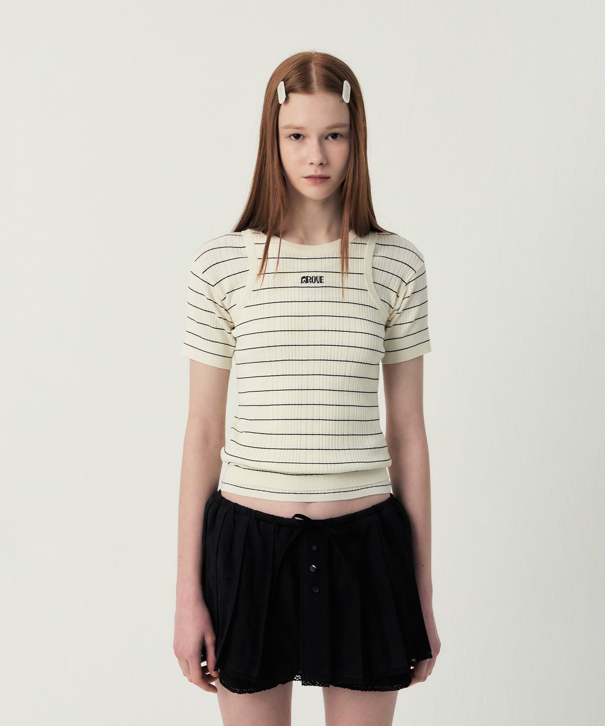 그로브(GROVE) BAILEY HALF SLEEVE KNIT (IVORY)