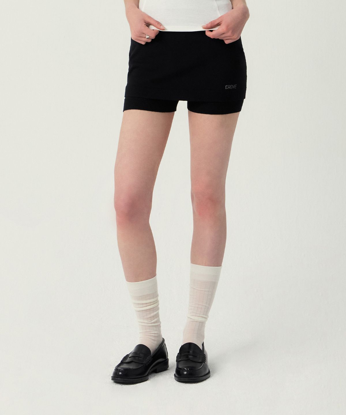 그로브(GROVE) REMY KNIT SKIRT (BLACK)
