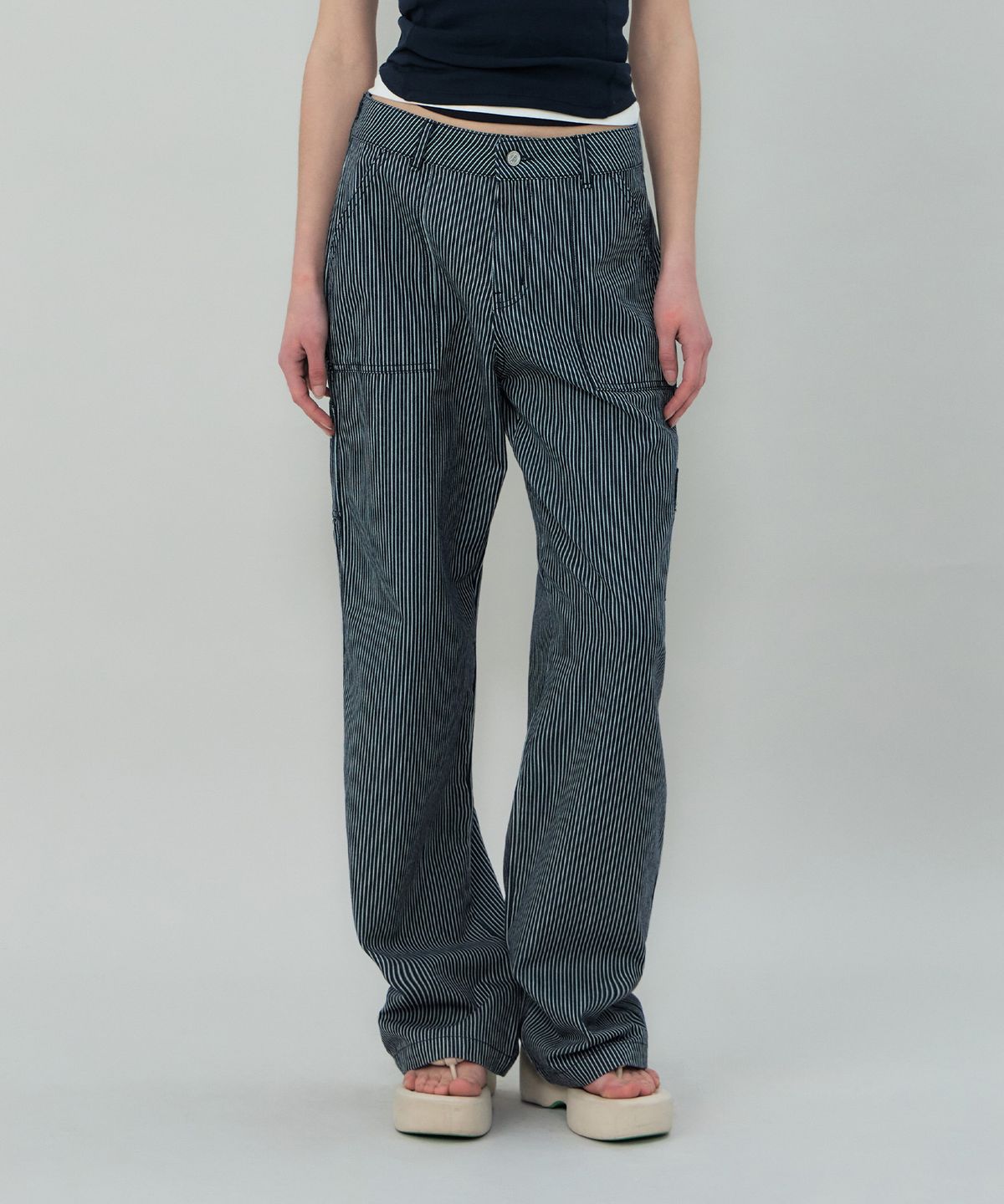 그로브(GROVE) CORA STRIPE WORK PANTS (NAVY)