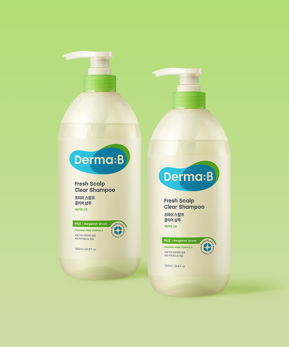 더마비(DERMAB) 프레쉬 스칼프 클리어 샴푸 베르가못그린 1000mlX 2개