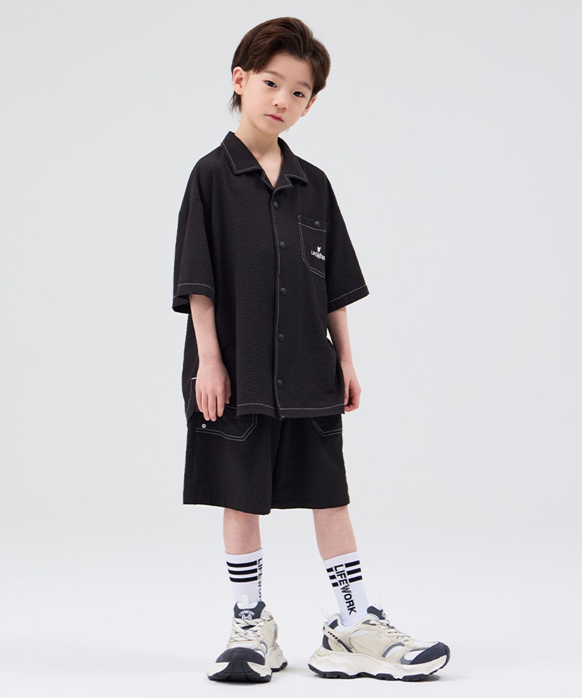 라이프워크 키즈(LIFEWORK KIDS) 키즈) 시어서커 스티치 셋업