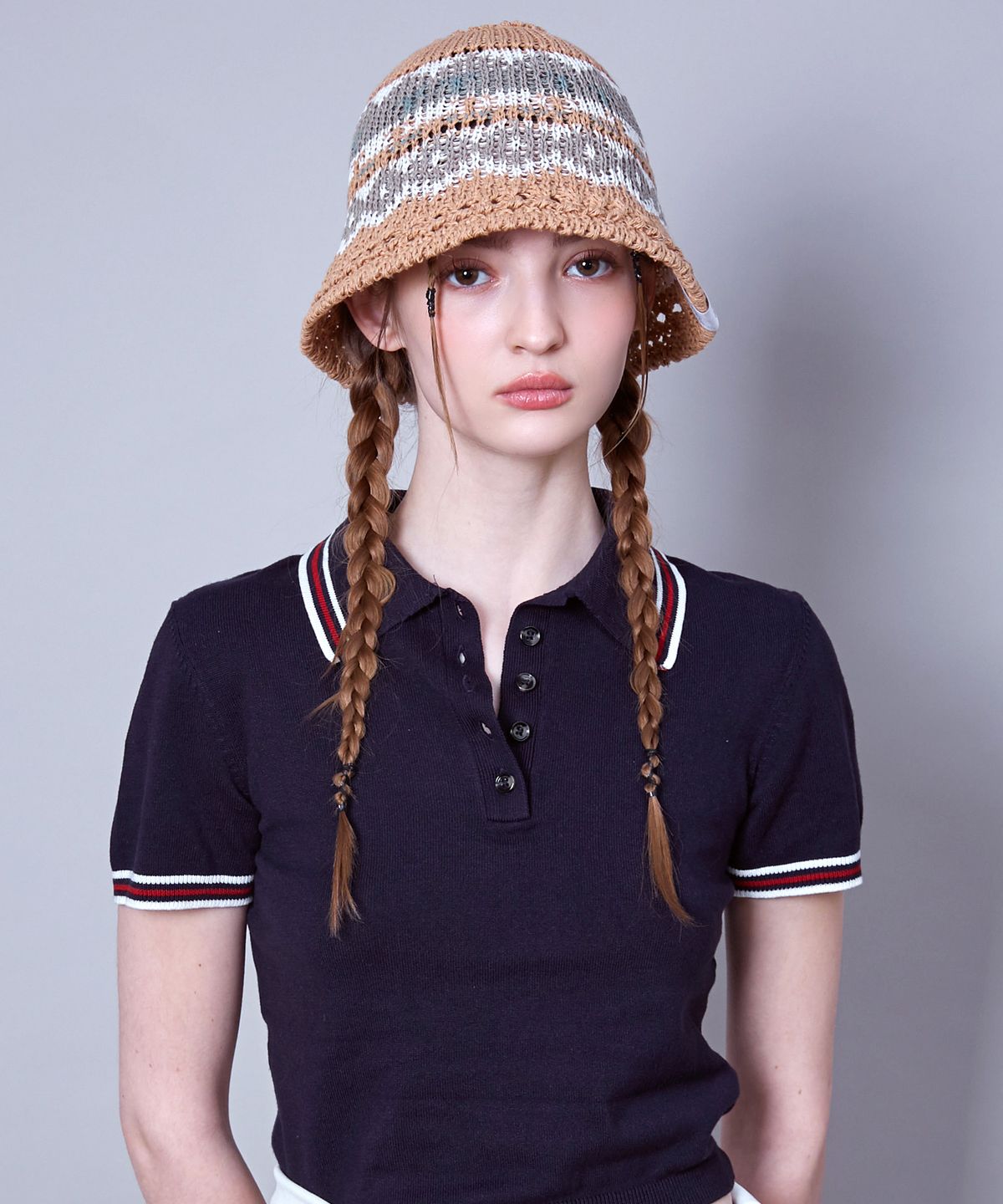 슬리피슬립(SLEEPYSLIP) MARIA BROWN/WHITE BUCKET HAT
