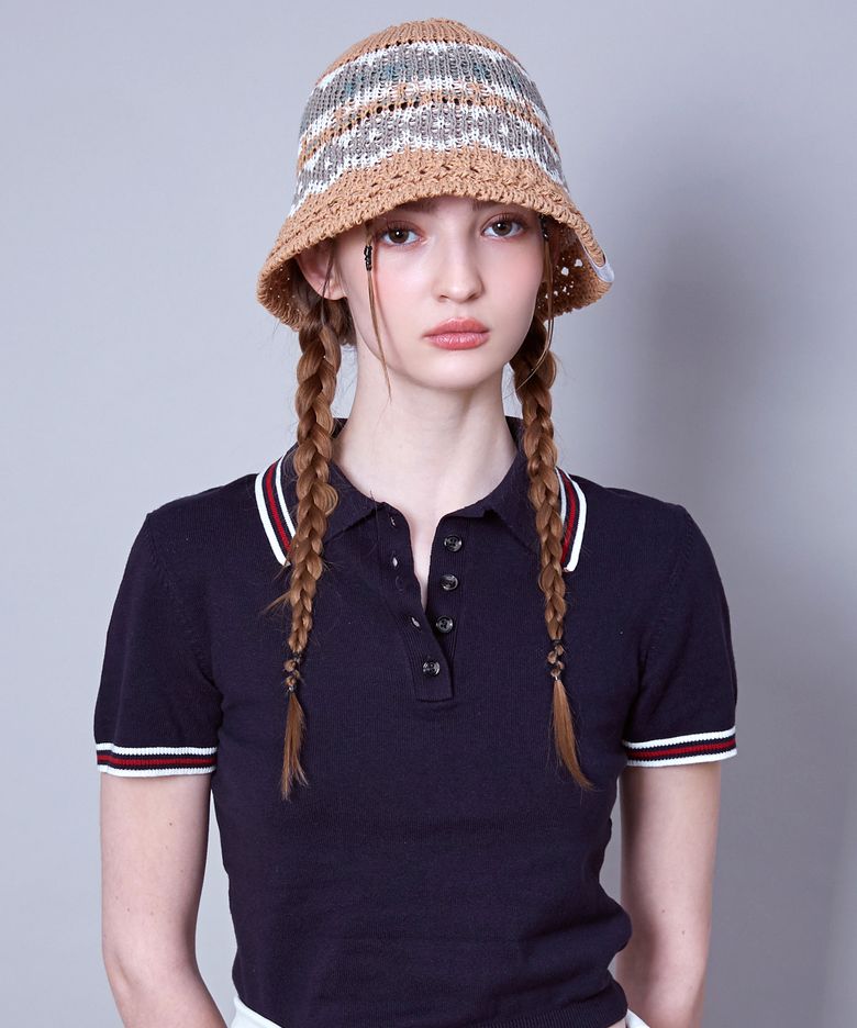 MARIA BROWN/WHITE BUCKET HAT
