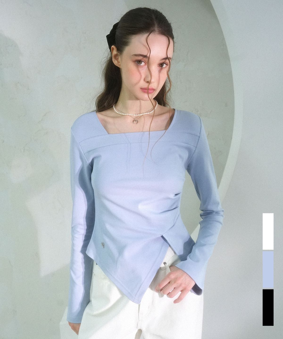 비바셔스(VIVACIOUS) Elegant Side Tuck T-shirt - 3COL
