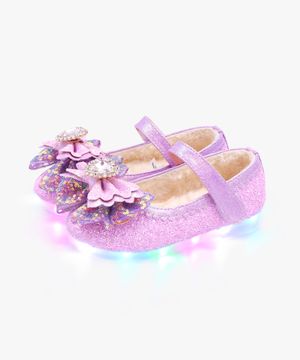 LED 블라썸 레이어 여아 털 구두