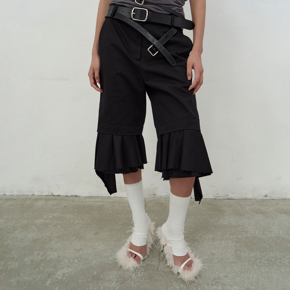 パンツ LCDC : 25SS / RUFFLE DETAIL BERMUDA SHORTS (BLACK) Black with Black Zippers - v4 – BlitzBeatz