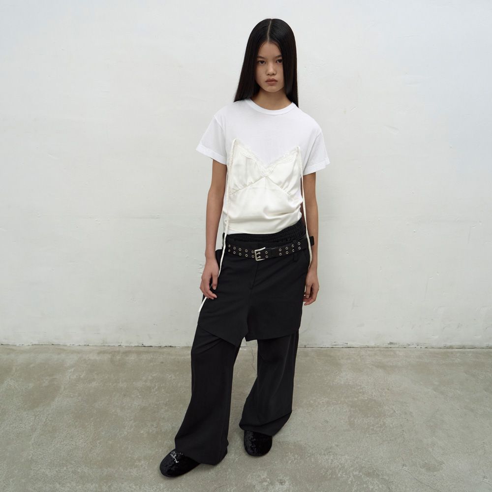 パンツ LCDC : 25SS / LAYERED SHORTS SWEATPANTS (BLACK) LAYERED SHORTS SWEATPANTS (BLACK)
