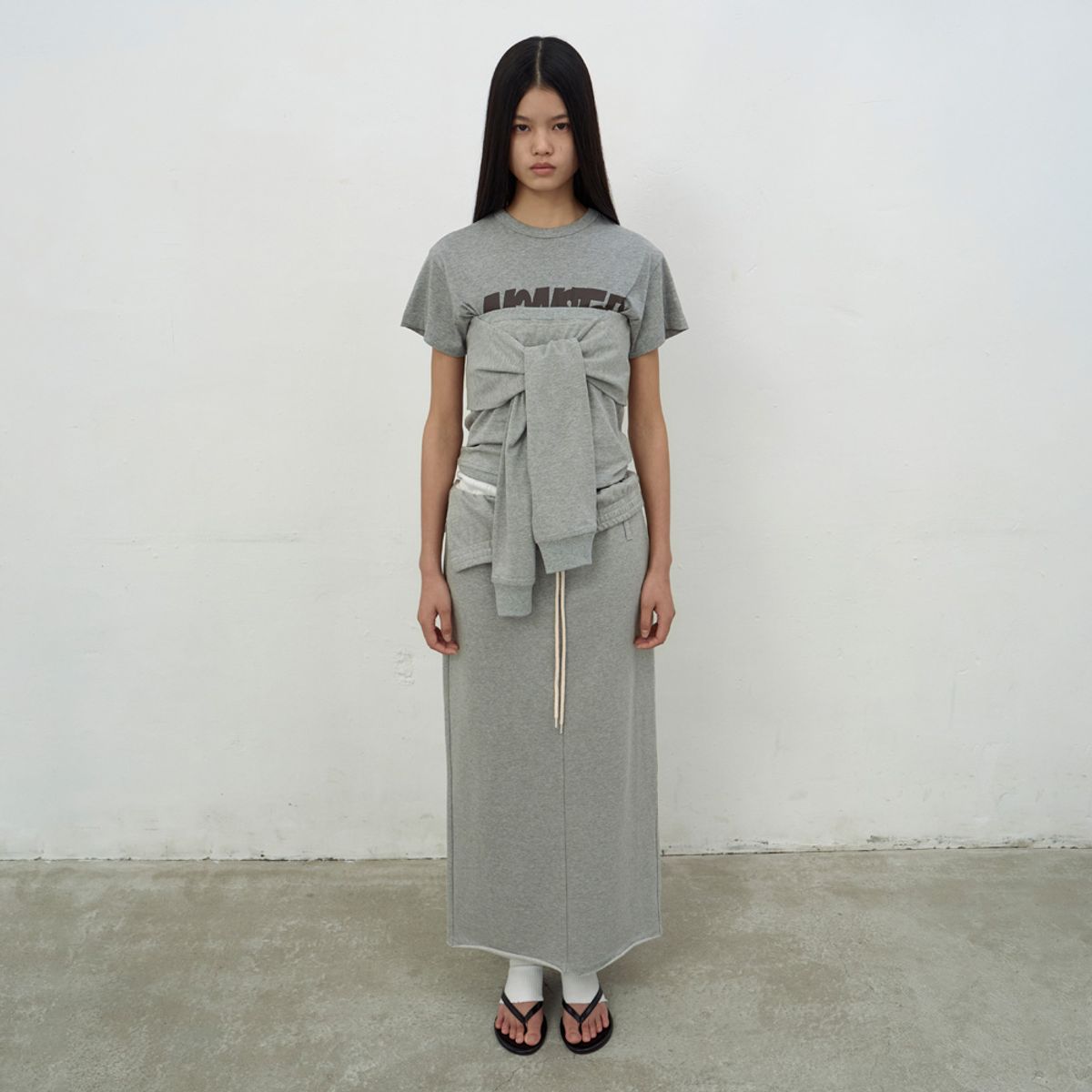 엘씨디씨티엠(LCDC™) BUSTIER DETAIL JERSEY TOP (MELANGE GREY)