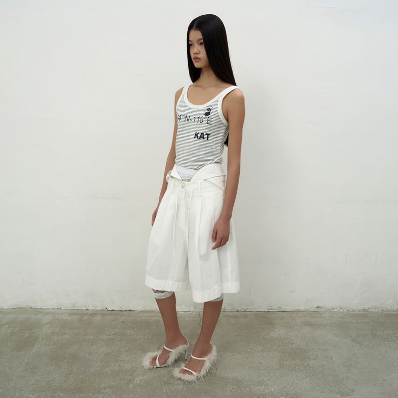 KAT PRINT SLIM TANK TOP (WHITE)