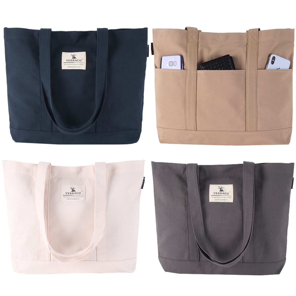 베르나코(VERNACO) 3 포켓  무지 에코백 8color