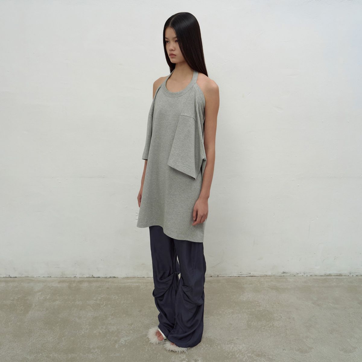 엘씨디씨티엠(LCDC™) HALTERNECK OVERSIZED T-SHIRT (MELANGE GREY)