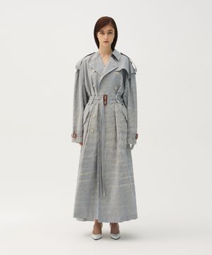 Denim stitch trench coat