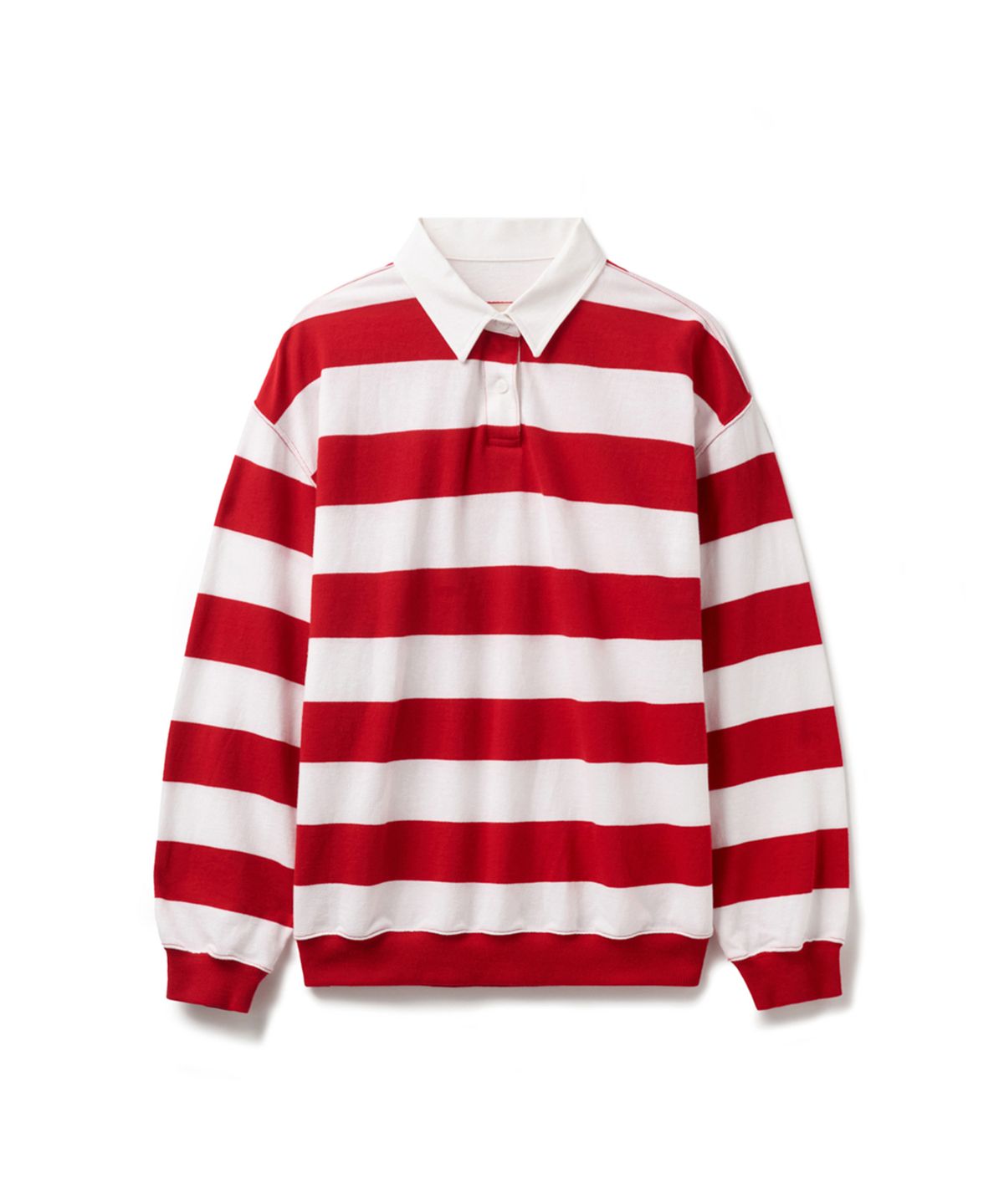 에르에르(ERER) Oxford Collar Stripe T-Shirt Red