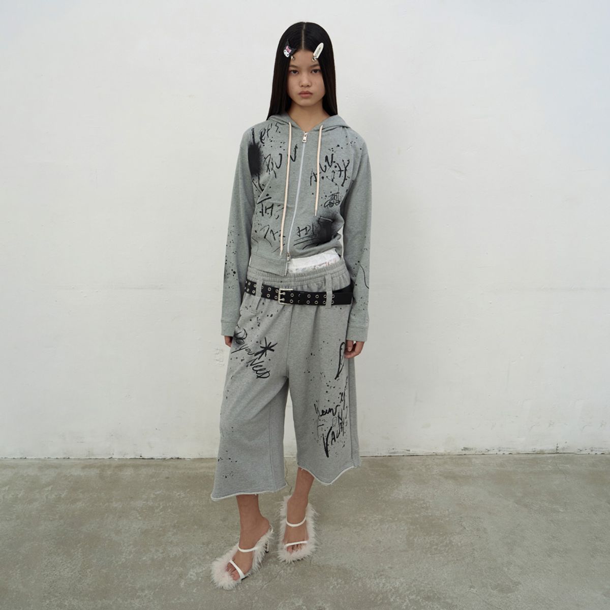 엘씨디씨티엠(LCDC™) PRINTED HOODIE ZIP-UP (GREY)
