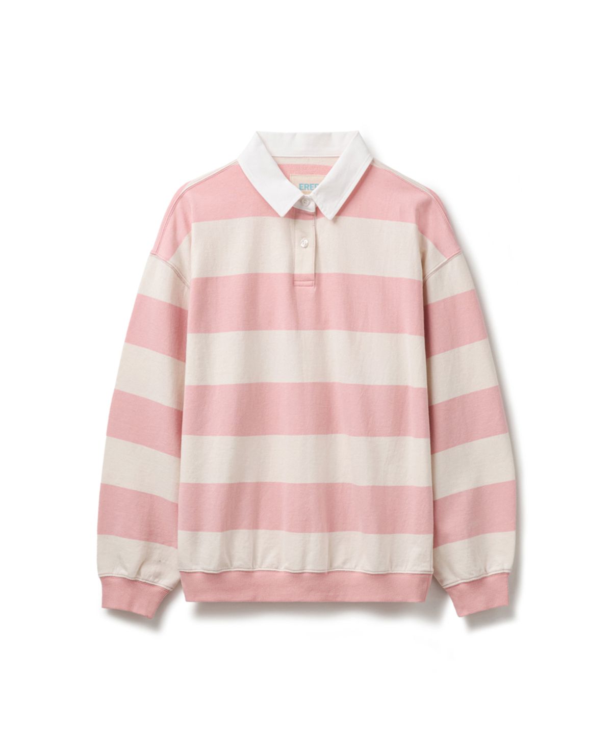 에르에르(ERER) Oxford Collar Stripe T-Shirt Pink