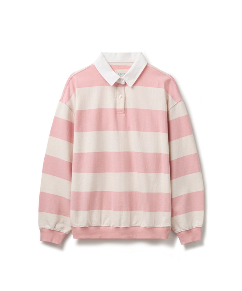 Oxford Collar Stripe T-Shirt Pink