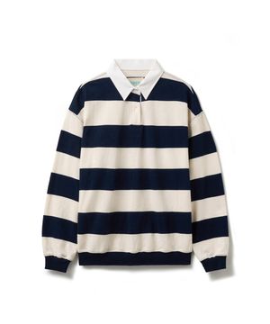 Oxford Collar Stripe T-Shirt Navy