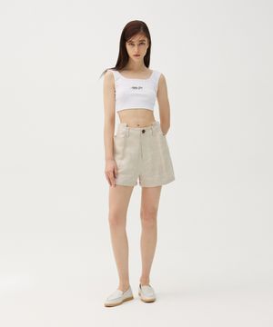 Linen tuck shorts