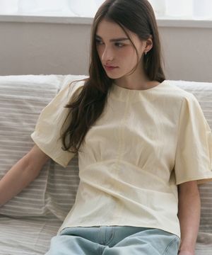 에델 퍼프 슬리브 반팔 블라우스 [CREAM BEIGE]